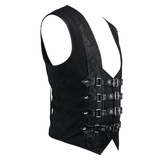 Parties Wearing Men Black Peach Hearts Jacquard Game Style Punk Waistcoats