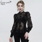 Iris' Gothic Fringed Mesh Shirt (Black)