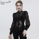 'Iris' Gothic Fringed Mesh Shirt (Black)