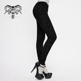 Gothic Flocking Patterned Laced Up Asymmetrical Side Women Pants