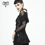 'Shadow Song' Gothic Mesh Top With Boat Neckline