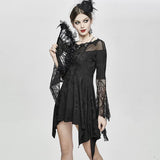 Party Horn Sleeves Off Shoulder Dark Fringe Stretchy Knitted Sexy Ladies Lace Dress