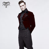 Gothic Palace Embroidered Metal Rivets Wine Dovetail Coat For Men