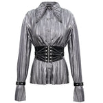 Sht05502 Cyberpunk Bright Black Pleated Blouse