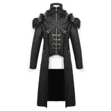 Short Front And Long Back Punk Fur Warm Men Coat With Detachable Cape Collar