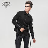 'Thisbe' Punk Long Sleeve Shirt With Nylon Straps (Charcoal)