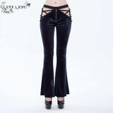 Negative Nancy' Gothic Velvet Flared Pants With Lace
