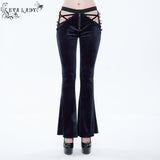 'Negative Nancy' Gothic Velvet Flared Pants With Lace