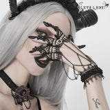 'Seldom Seemly' Gothic Lace Bracelet with Chain