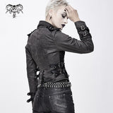 Five Pointed Star Spiked Zipper Up Punk Mesh Women Coat With Loops