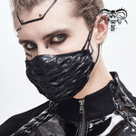 Breathable Cyber Punk Shine Pleated Men Leather Face Masks