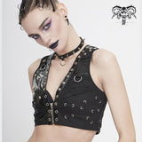 Punk Asymmetric Heavy Metal Super Short Vest