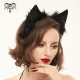 'Neko' Plush Cat Ear Headband (Obsidian)