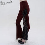 ‘Last Flight' Asymmetric Gothic Flared Pants (Red)