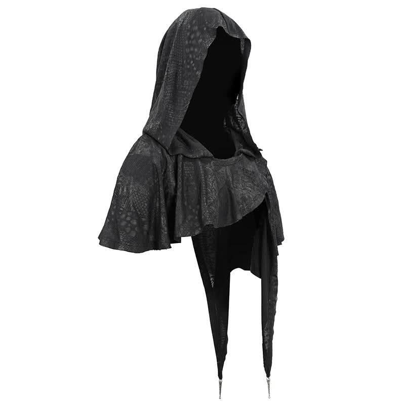 Ca021 Dark Thin Hooded Small Shawl