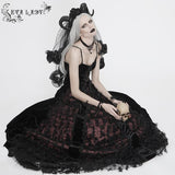 Eskt032 Burgundy Gothic Sling Dress