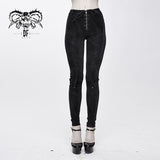 Biker Daily Dark Pattern Women Punk Stretchy Fitted Pants With Bags