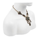 Victoria Ancient Gold Vintage Distressed Alloy Necklace With Jewel And Pearls