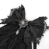 'Wednesday' Gothic Lace Bow Tie (Coal)