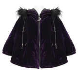 'Sweet Oblivion' Gothic Cape With Fur Lined Hood (Purple)