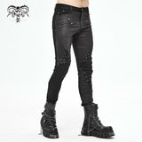 Pt137 Punk Glued Fake Two Pieces Men Trousers