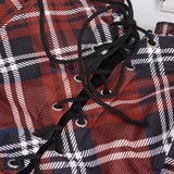 Sst019C Scottish Red Plaid Swimsuit Blouse