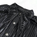 Sht05501 Cyberpunk Bright Black Pleated Blouse