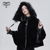 'Sweet Oblivion' Gothic Cape With Fur Lined Hood (Black)