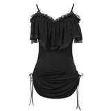 'Malady' Gothic Sling Dress/Blouse With Bardot Neckline