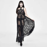 Mysterious Night Transparent Lace High Waist Sexy Lingerie Women Halter Long Dress