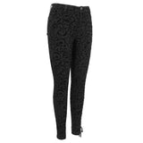 Gothic Flocking Patterned Laced Up Asymmetrical Side Women Pants