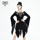 'Roar' Gothic Dress With Distressed Hemline And Cuffs