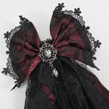 'Wednesday' Gothic Lace Bow Tie (Fire Brick)