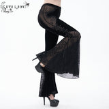 'Sparkle Witch' Side Laced Up Velvet Flared Gothic Pants