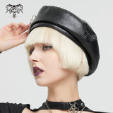 'Salome' Punk Skull Faux Leather Beret