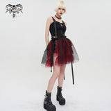 Medusa' Punk Black and Red Flared Skirt