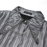 Sht05502 Cyberpunk Bright Black Pleated Blouse