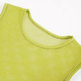 'Caution' Punk Mesh Tank Top (Yellow Ledbetter)