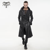 'Villain Blues' Punk Faux Leather Trench Coat (Black)