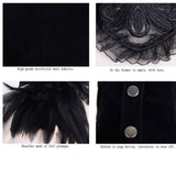 Gothic Party Accessory Sexy Women Feather Velveteen Black High Collar