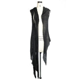 Punk Asymmetrical Women Broken Holes Black Hooded Cape