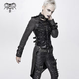 Five Pointed Star Spiked Zipper Up Punk Mesh Women Coat With Loops