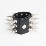 Punk Unisex Heavy Metal Wide Multi Row Spiked Leather Bracelet