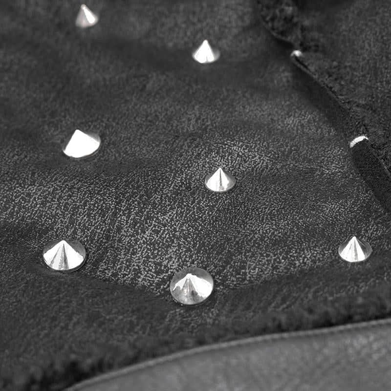 Decadent Punk Warm Spiked Fur Collar Men Wool Short Jacket With Loops