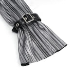 Sht05502 Cyberpunk Bright Black Pleated Blouse
