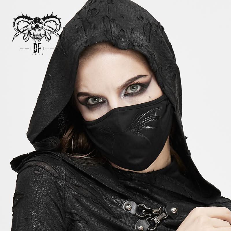 Devil Fashion Unisex 3D Wing Printing Punk Black Cotton Mask