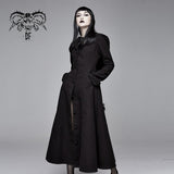 Winter Sexy Women Black Gothic Double Faced Woolen Hooded Long Coat With Fur