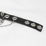 Punk Women Adjusted Size Spiked Leather Bracelet With Chains