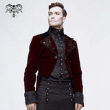 Gothic Palace Embroidered Metal Rivets Wine Dovetail Coat For Men