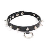 Punk Rock Women Spiked Metal Ring Leather Chocker